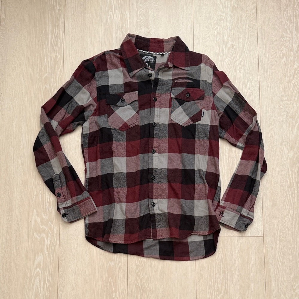 Vans Men's Plaid Button-Down Shirt - Red and Black
